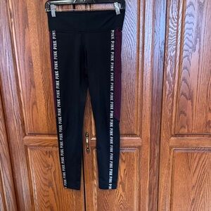 PINK Victoria's Secret Black & maroon women’s Leggings with Logo- warm!